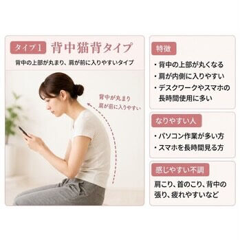 3種類の猫背、あなたはどのタイプ？